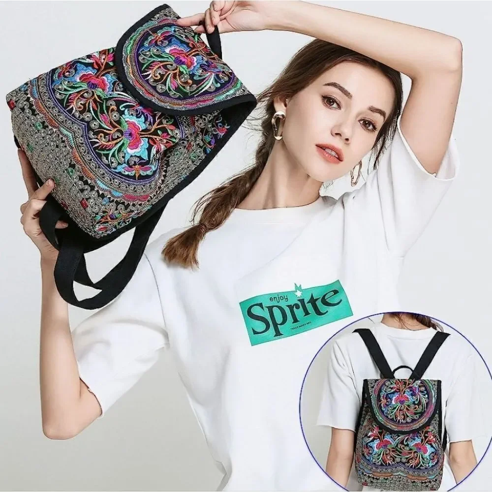 Embroidered Canvas Backpack